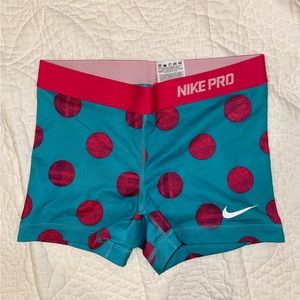 Nike Pro Spandex Shorts - Small, Blue and Pink